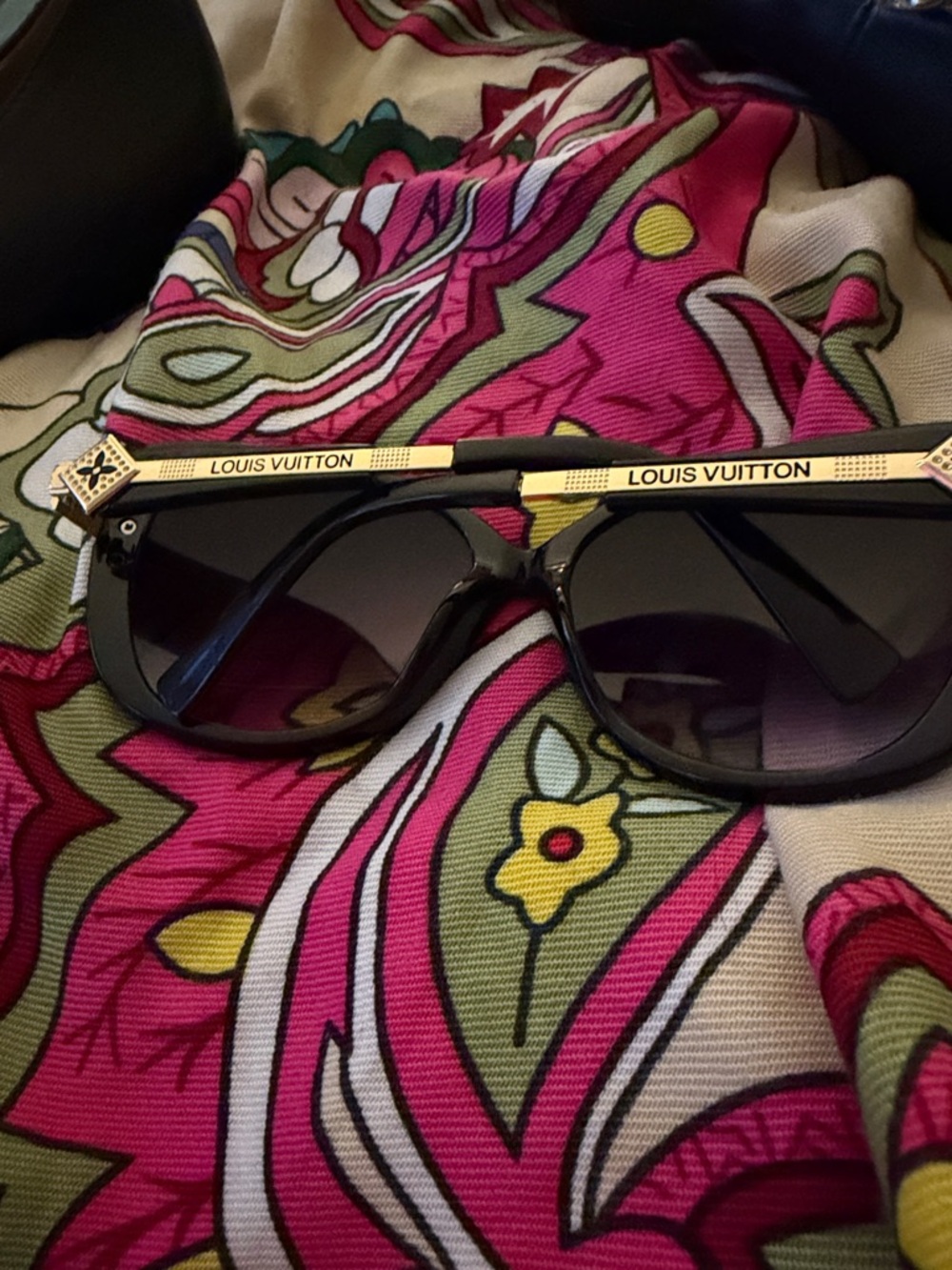 Louis Vuitton Black and Gold Designer Women's Sunglasses